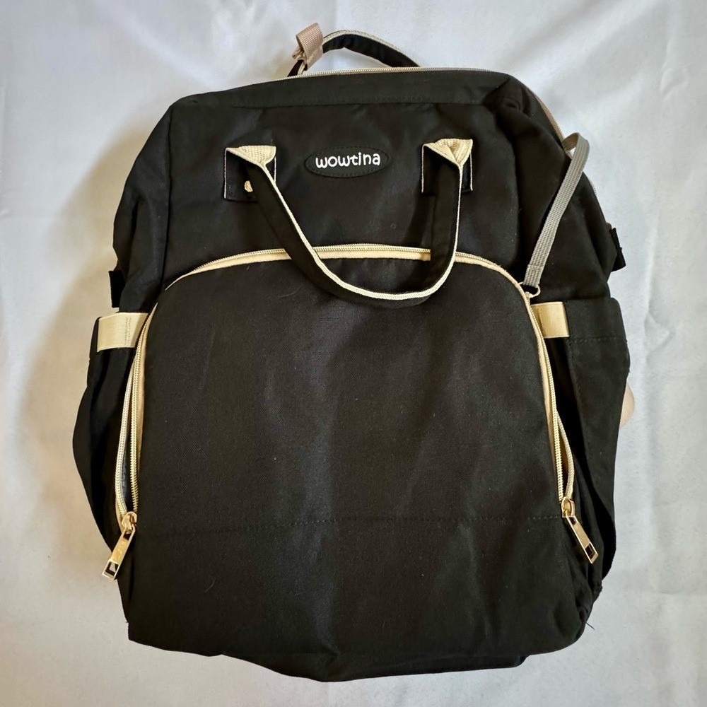 Wowtina Black  Backpack with Gold Zippers